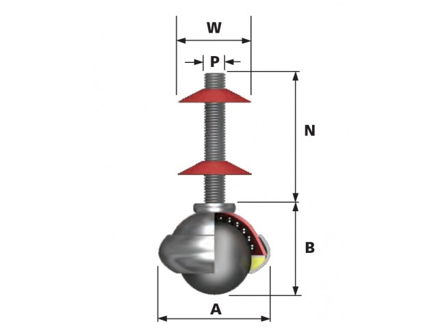BOLA TRANSPORTADORA CON FIJACION EN ACERO   REF. ALWAYSE 3004-13-23.5